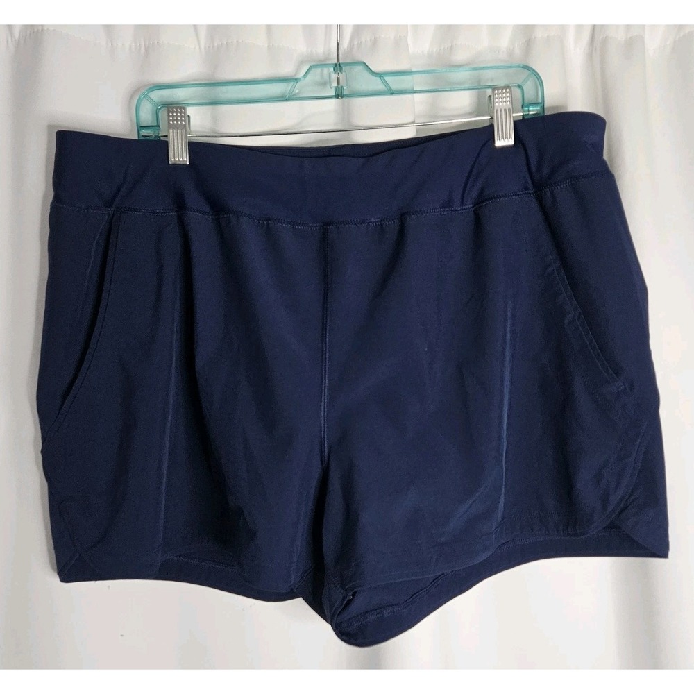 Lands End Board Shorts 3" Womens 18 Dolphin Hem UPF Quick Dry Blue Swim